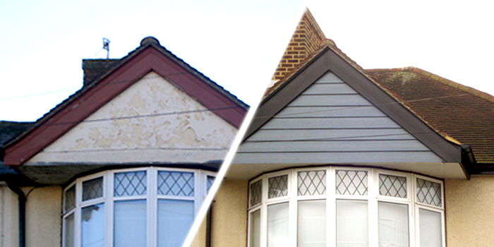 before and after gable end cladding